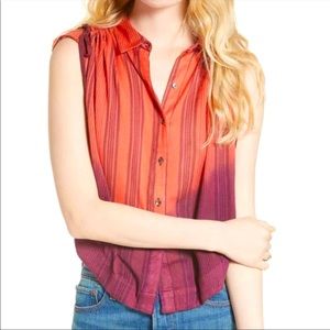 Free People Baby Blues Stripe Button down